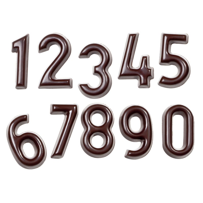 1424 CW Поликарбонатная форма для шоколада Numbers 0-9, 10 фигур