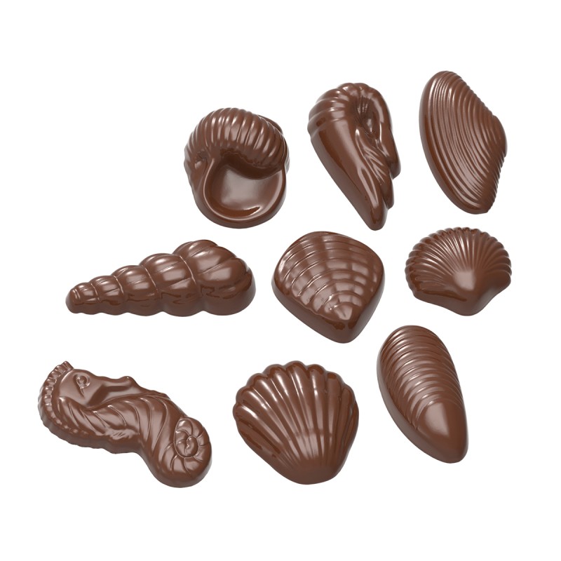 1586 CW Поликарбонатная форма для шоколада Seafruit assorted 9 fig